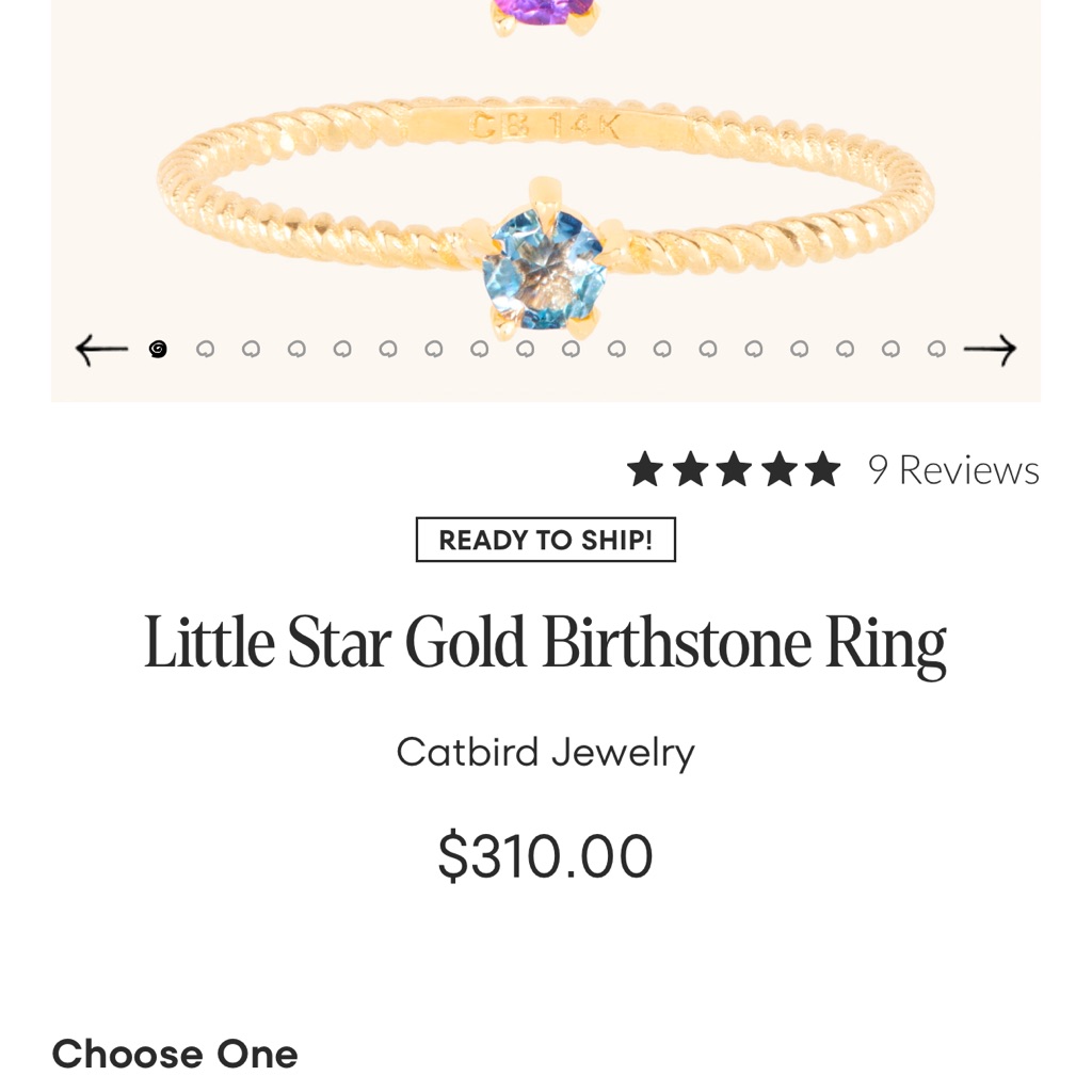 Catbird Little Star Gold Birthstone Ring, Size 6 , Diamond, 14 K Gold. New.